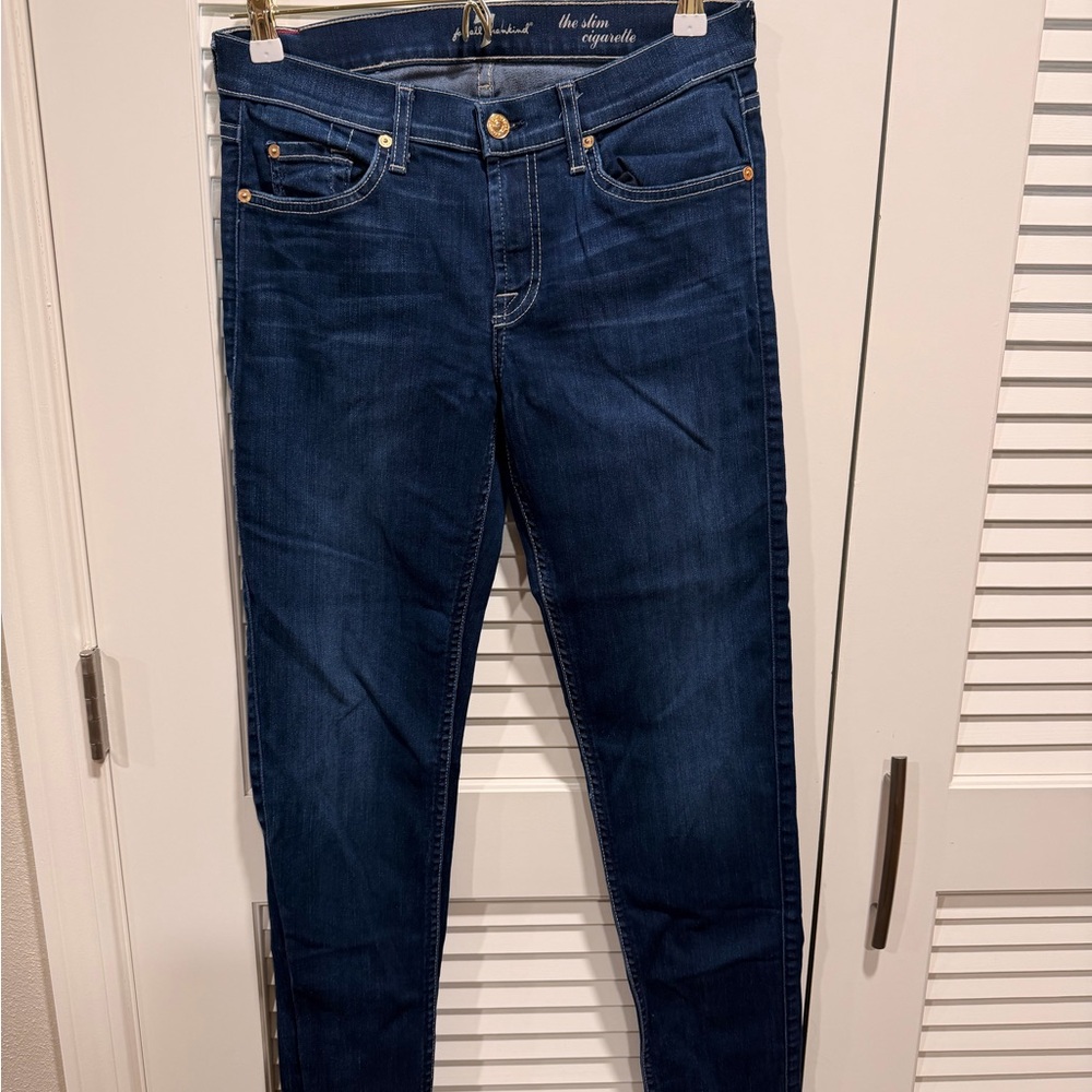7 For All Mankind Dark Blue Skinny Jeans